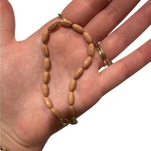 Elegant Gold and Tanish Orange Charleston Rice Bead Bracelet